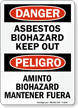Bilingual Asbestos Biohazard Keep Out OSHA Danger Sign