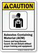 Asbestos Containing Material Cancer Hazard ANSI Caution Sign