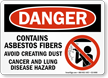 Asbestos Fibers Avoid Dust, Cancer Disease Hazard Sign
