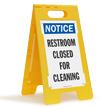 Notice Restroom Closed For Cleaning Fold-Ups® Floor Sign
