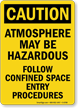 Caution Atmosphere Hazardous Confined Procedures Sign