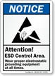 ESD Control Area Wear Electrostatic Grounding Equipment Sign
