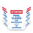 Attention: Pool Closed for Maintenance, No Swimming Interlocking Barricade Sign