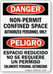 Danger Confined Space Authorized Personnel Bilingual Sign