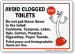 Avoid Clogged Toilets Sign