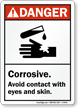 Danger: Corrosive Avoid Contact With Eyes Sign