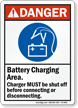 Battery Charging Area Shut Off Before Connecting Sign