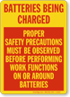 Batteries Safety Precautions Sign