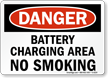 Danger Battery Charging Smoking Sign