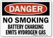 Danger Smoking Battery Charging Sign