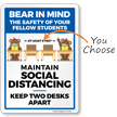Bear In Mind: Maintain Social Distancing Signs