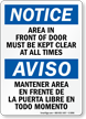Bilingual Area In Front Of Door Sign
