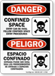 Bilingual Confined Space OSHA Danger Sign