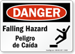 OSHA Bilingual Danger Falling Hazard Sign