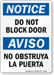 Bilingual Do Not Block Door OSHA Notice Sign