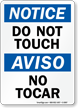 Bilingual Do Not Touch No Tocar Sign