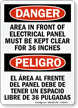 Danger Bilingual Electrical Panel Keep Clear Sign