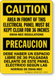 Electrical Panel Area Keep Clear Bilingual Caution Sign