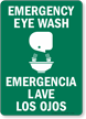 Emergency Bilingual Eye Wash Sign