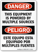 Bilingual Equipment Powered By Multiple Sources Sign