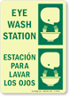 Bilingual Eye Wash Station Sign with Graphic