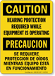 Hearing Protection Required While Equipment Operating Bilingual Sign