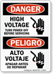 High Voltage, Turn Power Off Before Servicing Sign