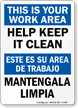 This Your Work Area Help Sign Bilingual