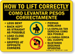 How To Lift Correctly Sign Bilingual