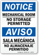 Mechanical Room, No Storage Permitted Bilingual Sign
