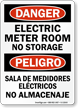 Bilingual Electric Meter Room No Storage Sign