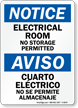 Notice Electrical Room Storage Bilingual Sign