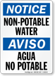 Non Potable Water/ Agua No Potable Bilingual Sign