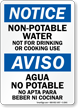 Bilingual Notice Non Potable Water Sign