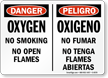 Bilingual Danger Oxygen No Smoking Flames Sign