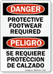 Bilingual Protective Footwear Required Danger Sign