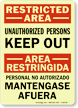 Restricted Area Sign / Area Restringida (Bilingual)