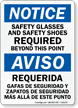 Bilingual Notice Safety Glasses Shoes Required Sign