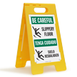 Bilingual Slippery Floor Be Careful Floor Sign