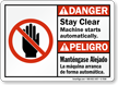 Bilingual Stay Clear Machine Starts Automatically Sign