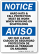Bilingual Wear Hard Hats And Fall Protection Sign