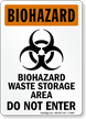 Biohazard Waste Storage Area Do Not Enter Sign