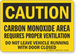 Carbon Monoxide Area OSHA Caution Sign
