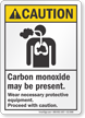 Carbon Monoxide May Be Present ANSI Caution Sign