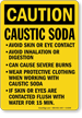 Caution Caustic Soda Avoid Contact Sign