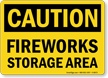 Caution Fireworks Storage Area Sign