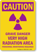 Caution: Grave Danger Very High Radiation Area Sign