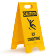 Caution Icy Conditions Free Standing Sign