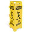 Caution: Icy Surface (with Graphic) Trifold Floor Sign