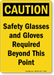 Caution Safety Glasses Gloves Sign